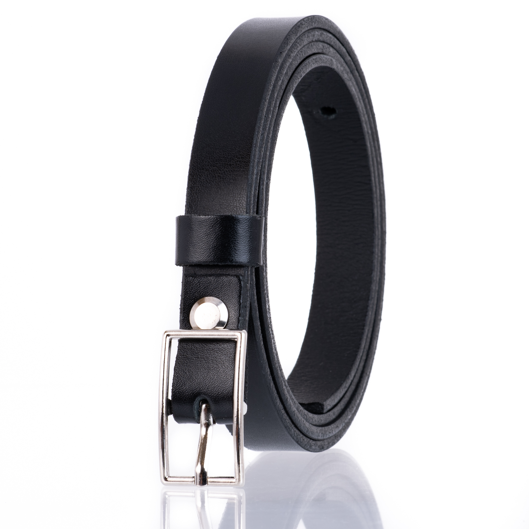 

Wąski pasek skórzany Czarny minimalistyczna klamra