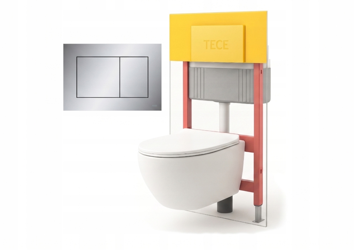 Miska wc wisząca Invena Livadia zestaw stelaż przycisk Tece now Chrom mat