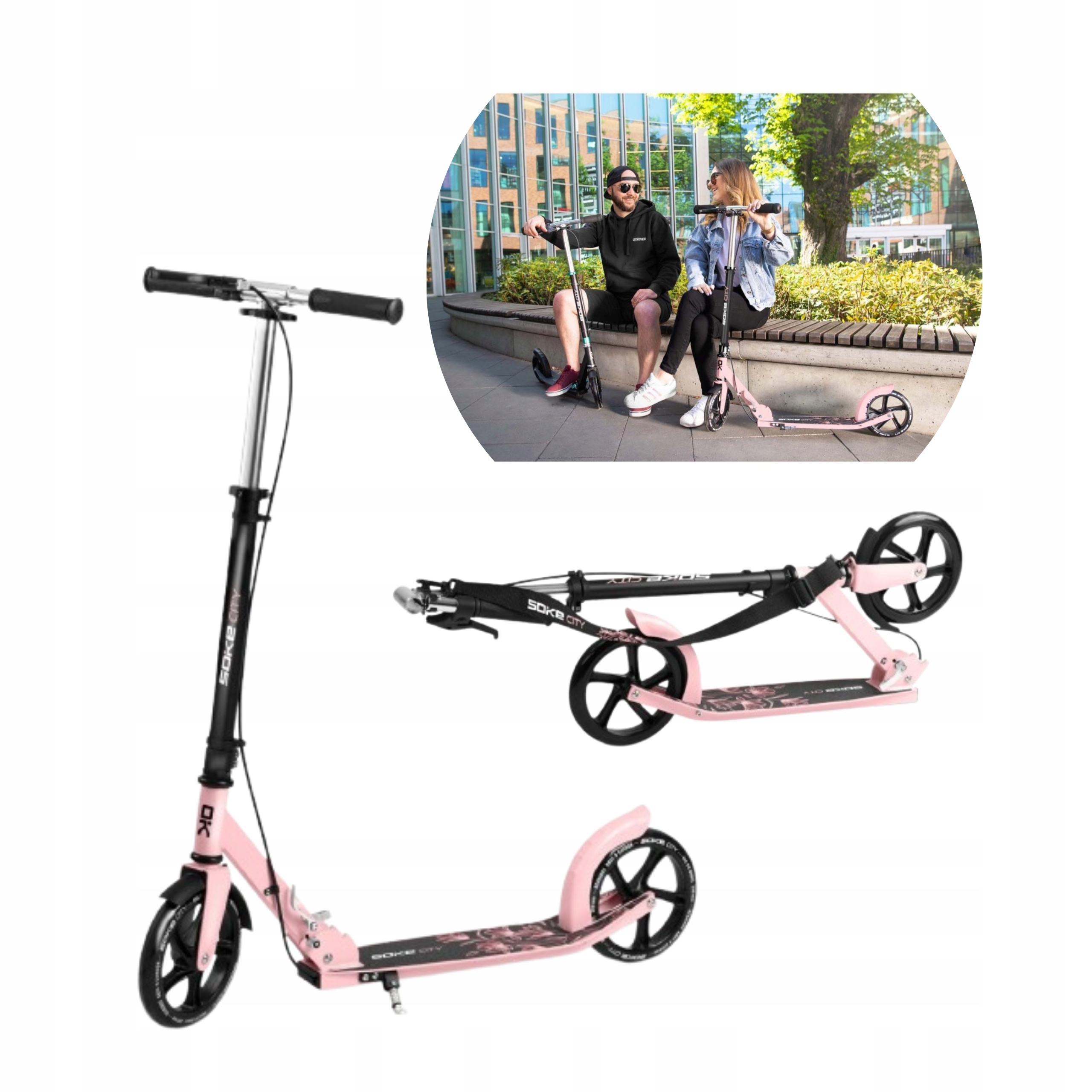 Hulajnoga Miejska Soke City Czarno Różowa