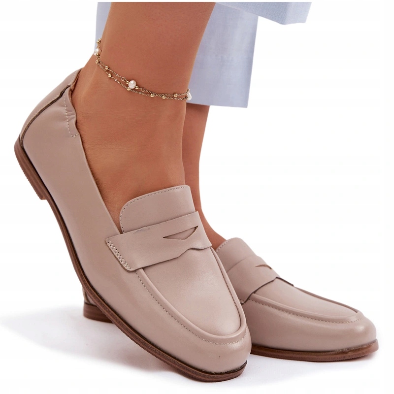 Dámské Mokasíny Z Přírodní Kůže Elegantní Vinceza 18122 Béžové 41