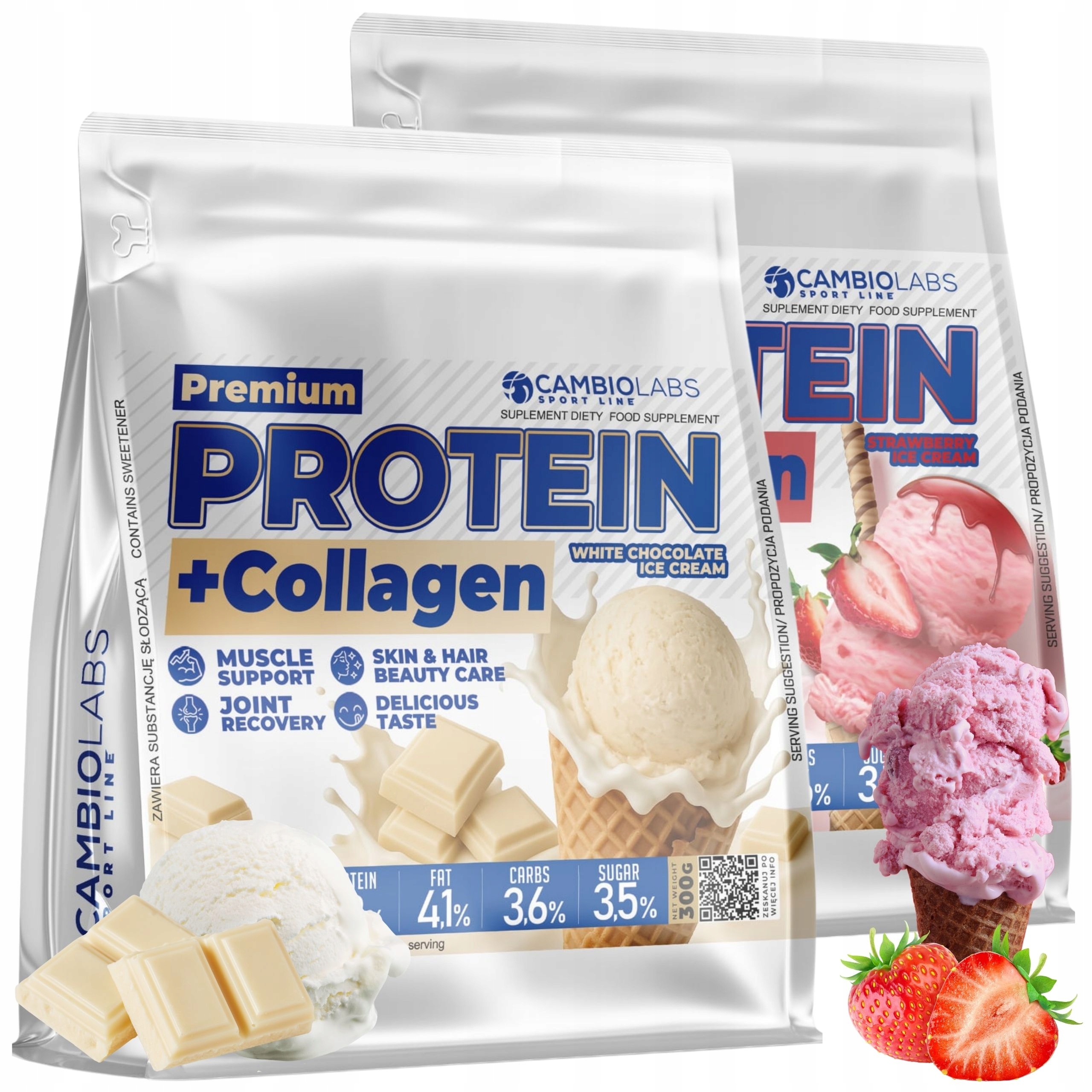 Protein Wpc Protein s kolagenem Collagen Jahoda Bílá Čokoláda
