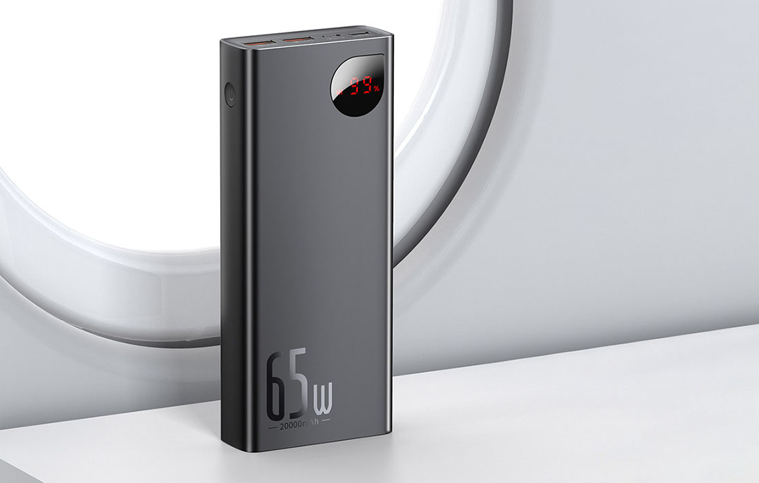 BASEUS POWERBANK 20000MAH 2X USB 1X USB-C PD QC 3.0 65W LED CERTYFIKAT CE Napięcie nominalne 20 V