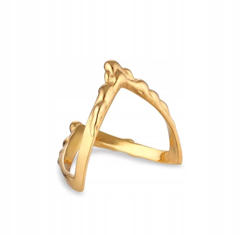 Jane Konig Prstýnek Drippy V-Ring stříbro pozlacené vel.