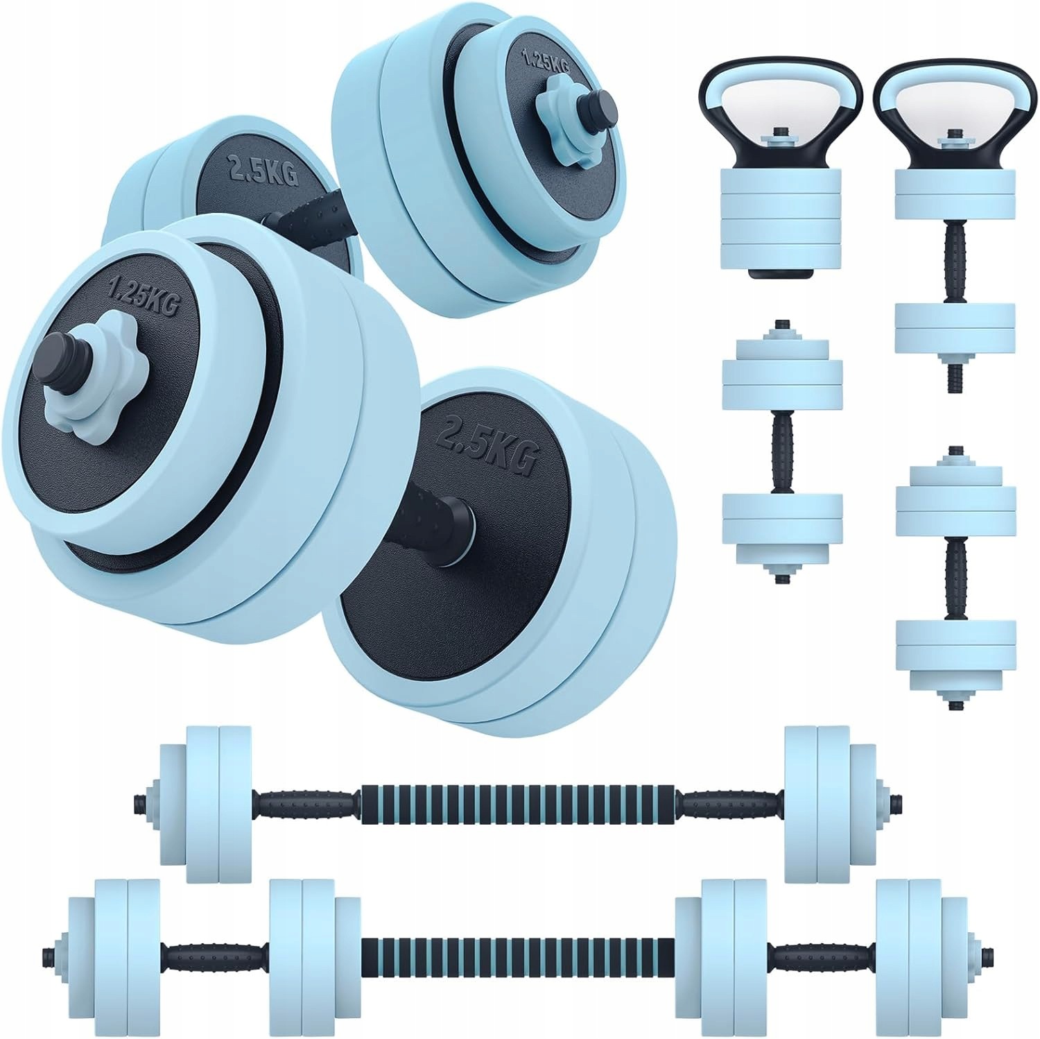 Sada Nastavitelných Činek 5v1 20 Kg Činka Kettlebell Úchytky Pasyou