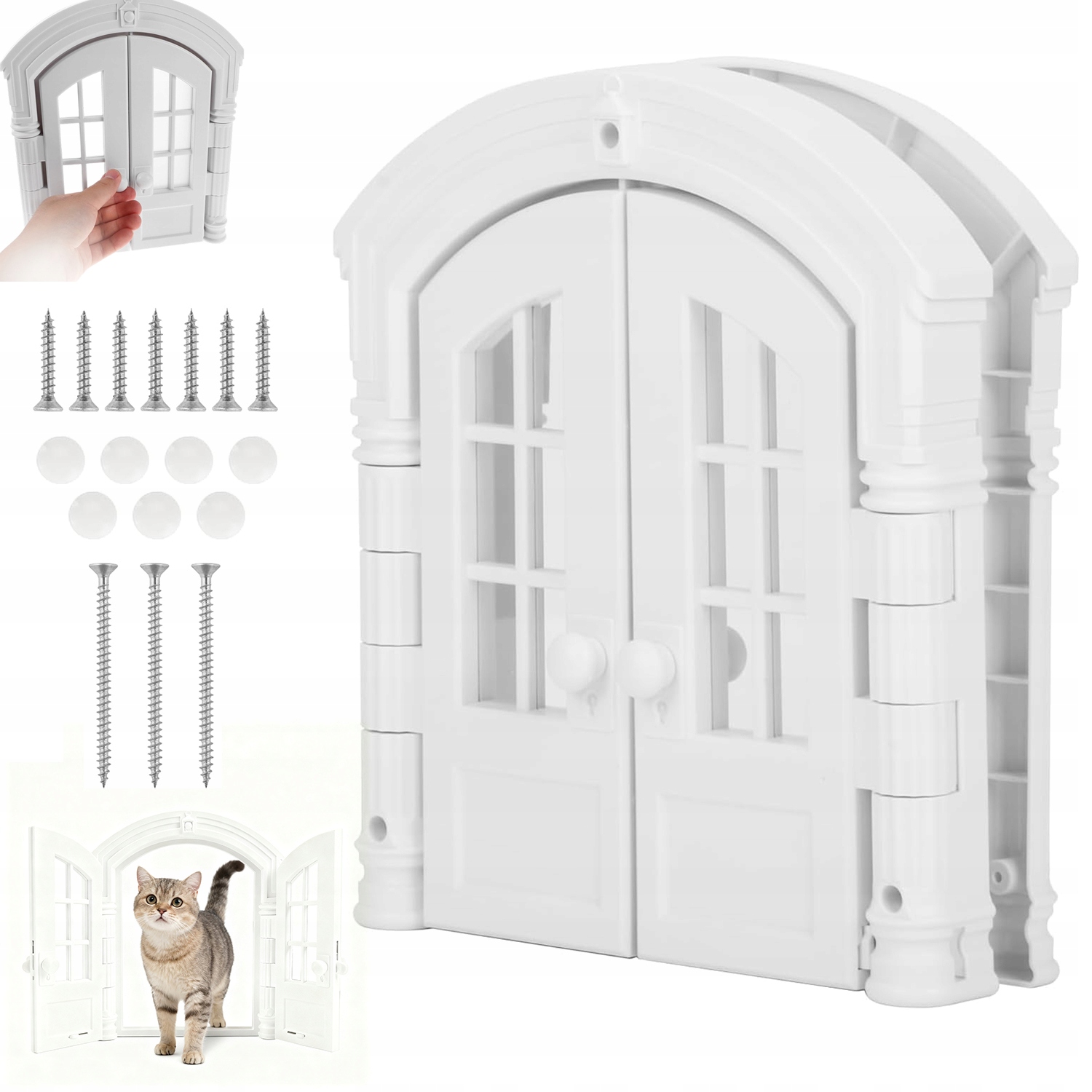 Levně Dveře Pro Zvířata Abs Bílé Bezpečnostní Zámek Dvojité Dveře Odolné