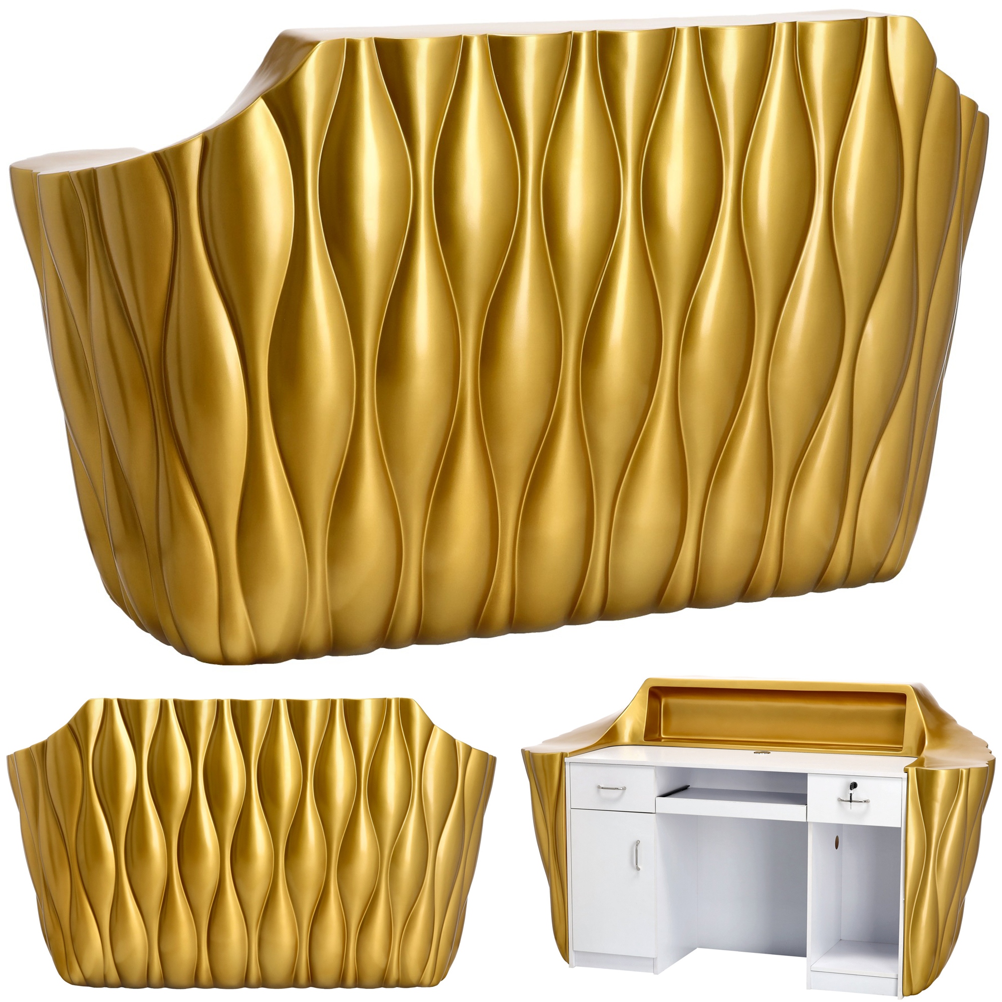 Lakovaná kadeřnická recepce Ariel 168 cm kosmetická do Spa salonu