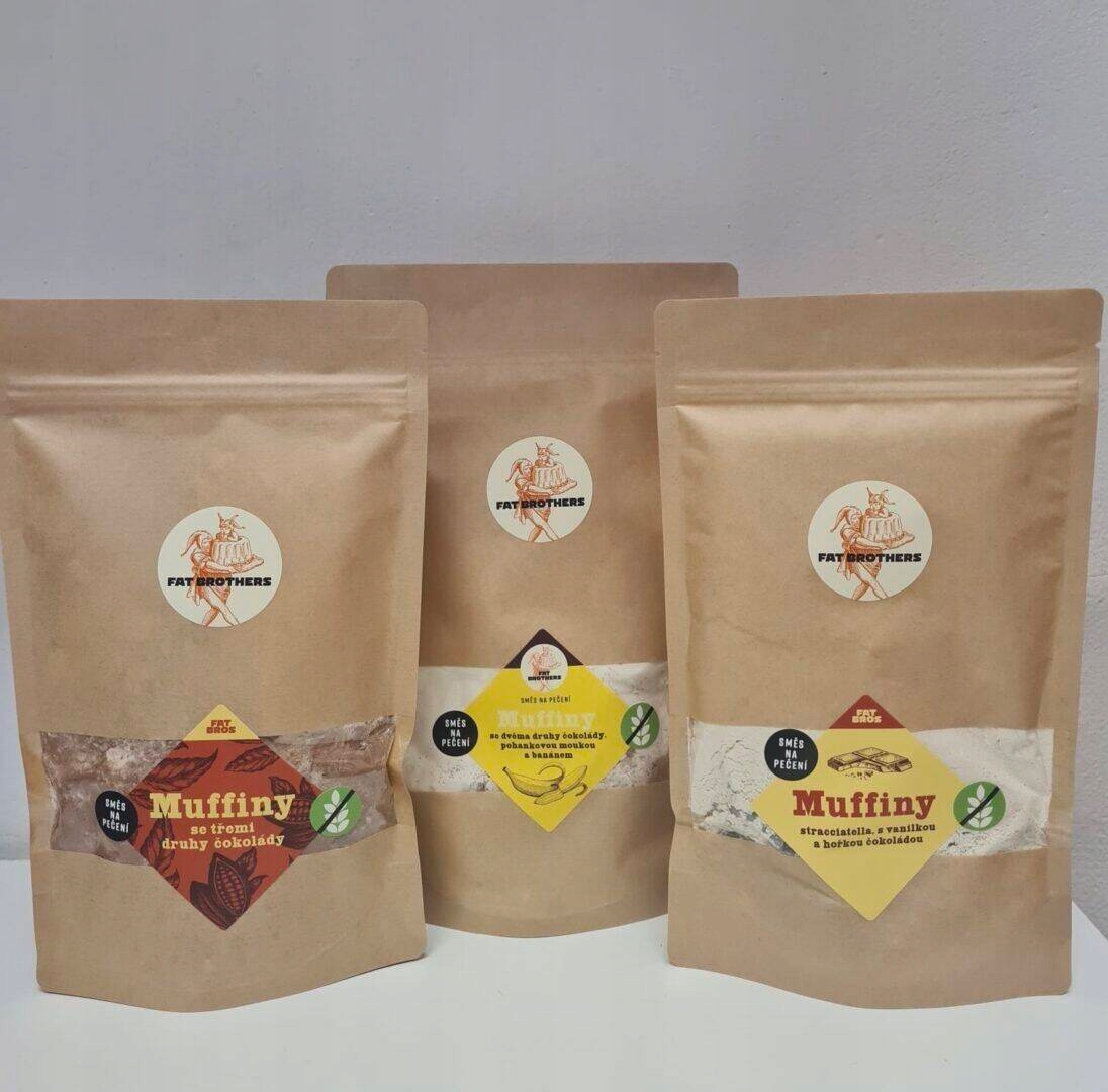 3 bezlepkové směsi na muffiny – čokoládová sada