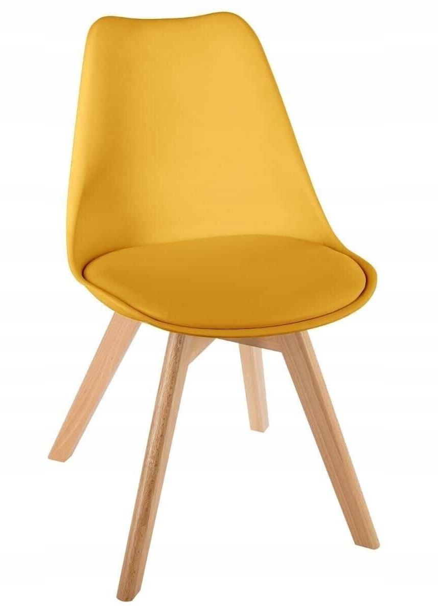 Čalúnená stolička Baya žltá buk drevo eko umelá koža nohy rovné