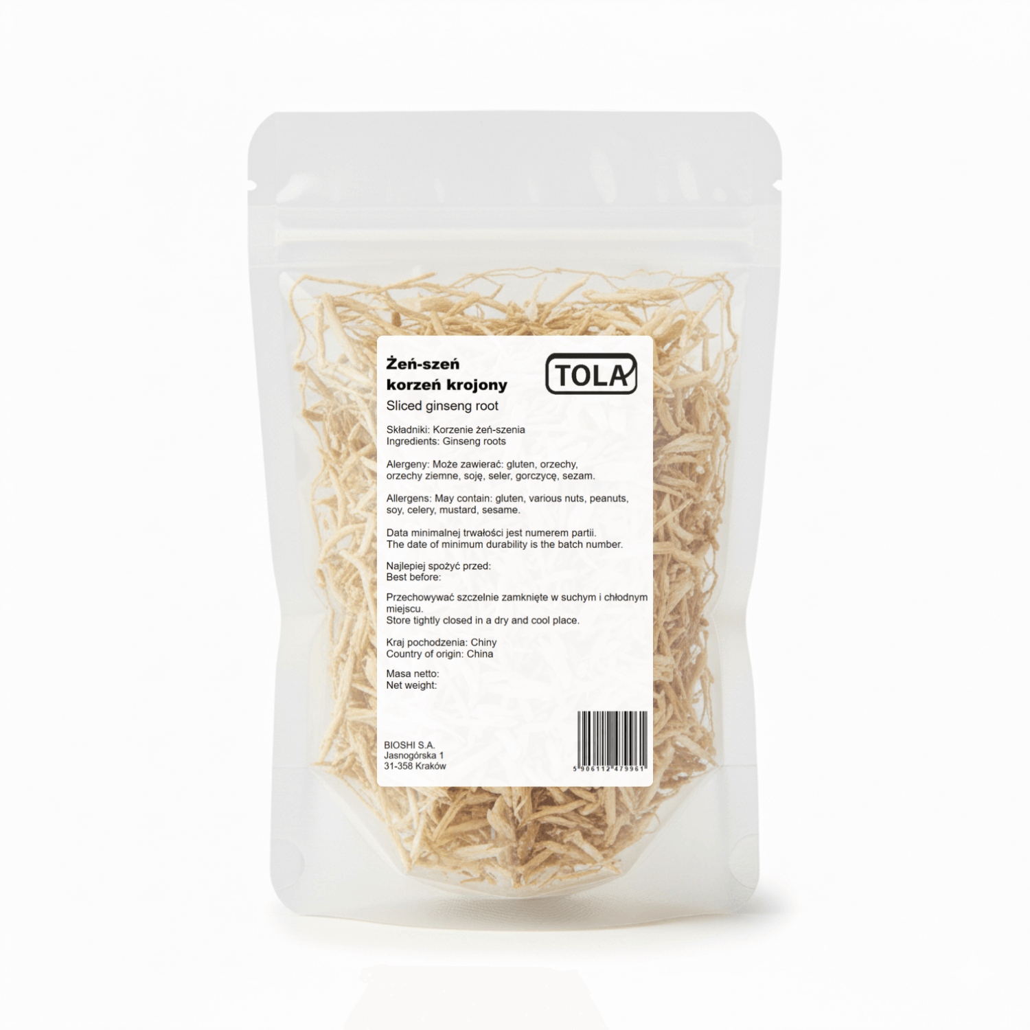 Ženšen kořen krájený 1 kg – přírodní, vysoká kvalita Tola