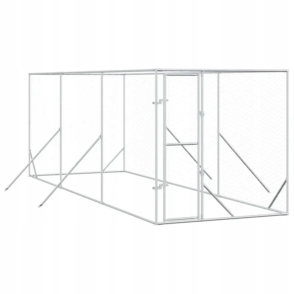 Levně Venkovní psí kotec stříbrný 2 x 6 x 2 m pozinkovaná ocel