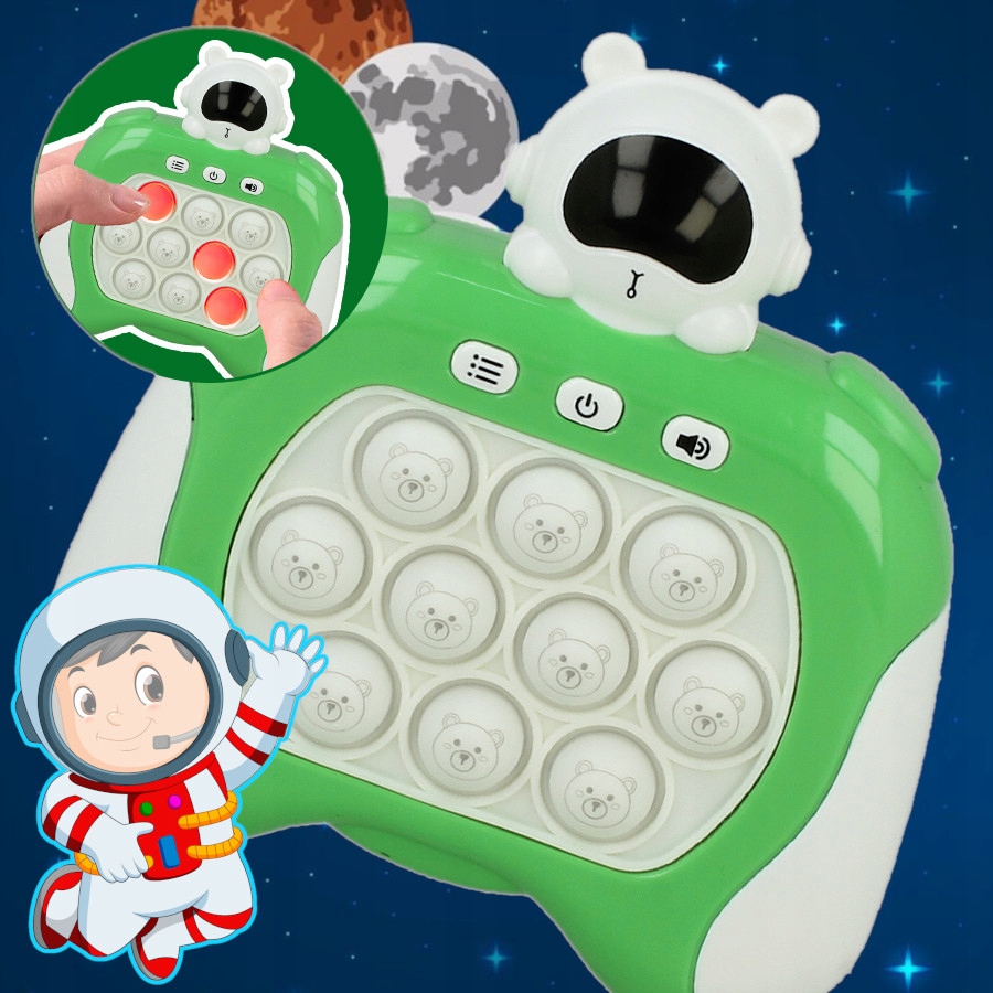 GRA ZRĘCZNOŚCIOWA POP IT POPIT ELEKTRYCZNA ANTYSTRESOWA LED DŹWIĘKI KOSMOS Wiek dziecka 3 lata +