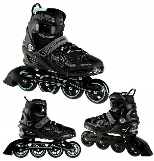 Kolečkové Brusle Brusle 2v1 Velikost 40 Nils Černé Pohodlné Pevné Pro Jízdu Kaučukové