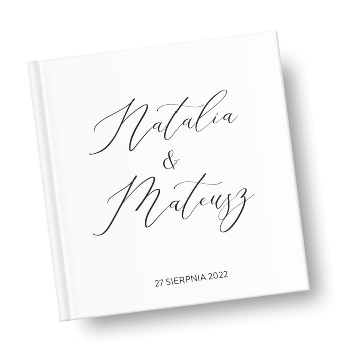 AKSAMITNA Księga Gości Weselnych I Elegancka z Imionami I Białe Szyte Karty Cechy dodatkowe możliwość personalizacji
