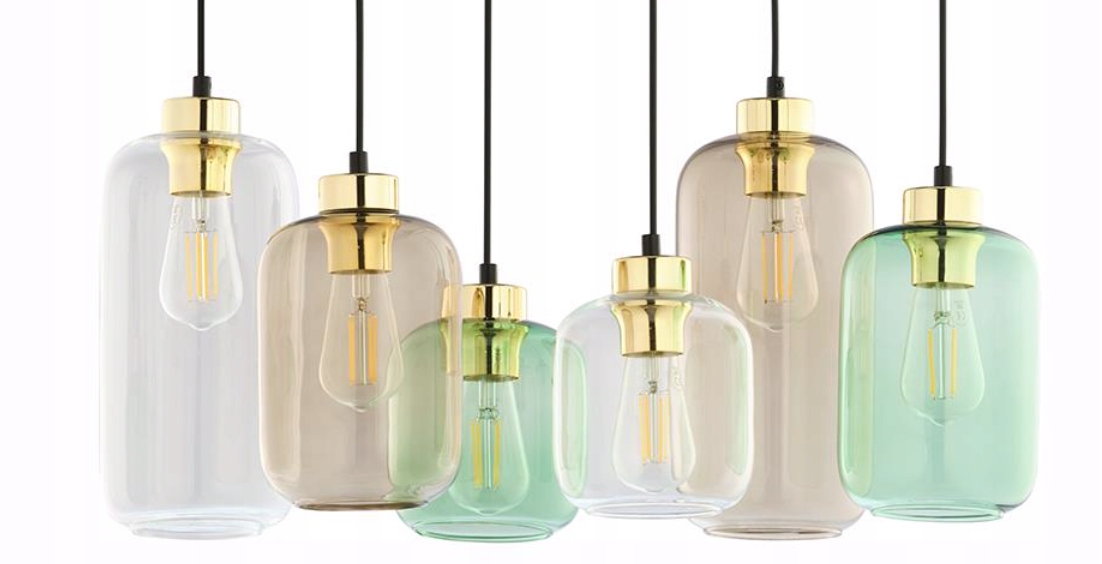 Lampa wisząca Szklana 6xE27 kolorowa Zasilanie sieciowe