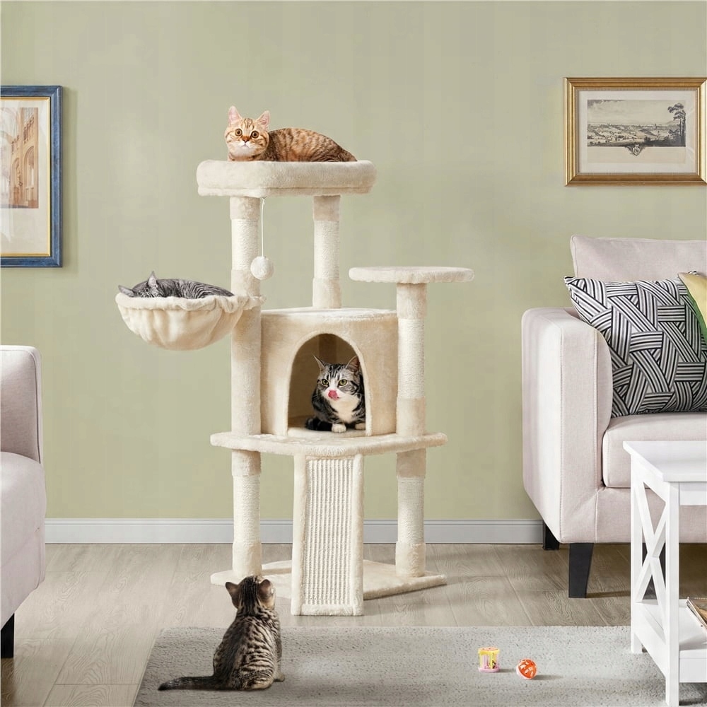 Drapak Pro Kočky Domeček Budka Strom Pelíšek 107 cm
