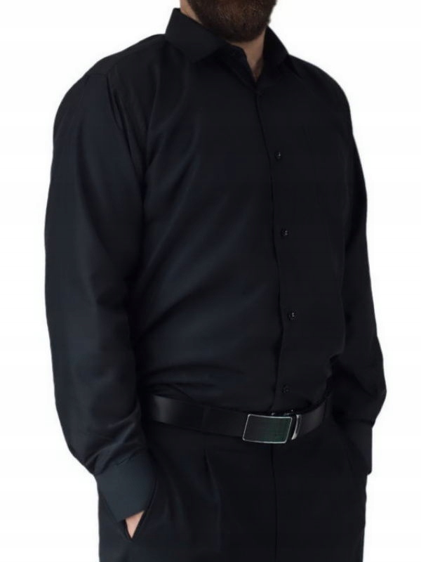 45/46 Elegancka koszula męska CZARNA długi rękaw Rękaw długi rękaw