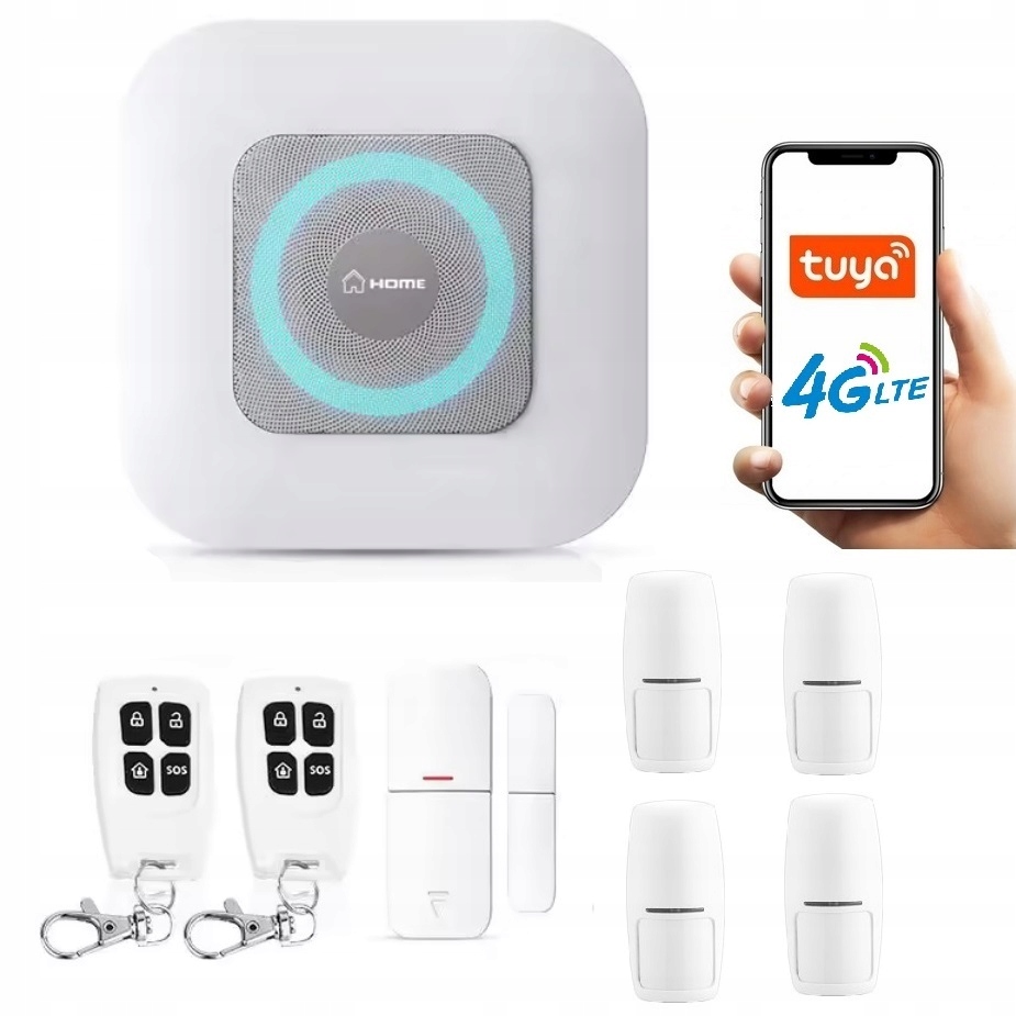 Bezdrôtový Alarm Syrena Gsm Tuya Smart V Poľštine Na Sim Kartu 4xPIR