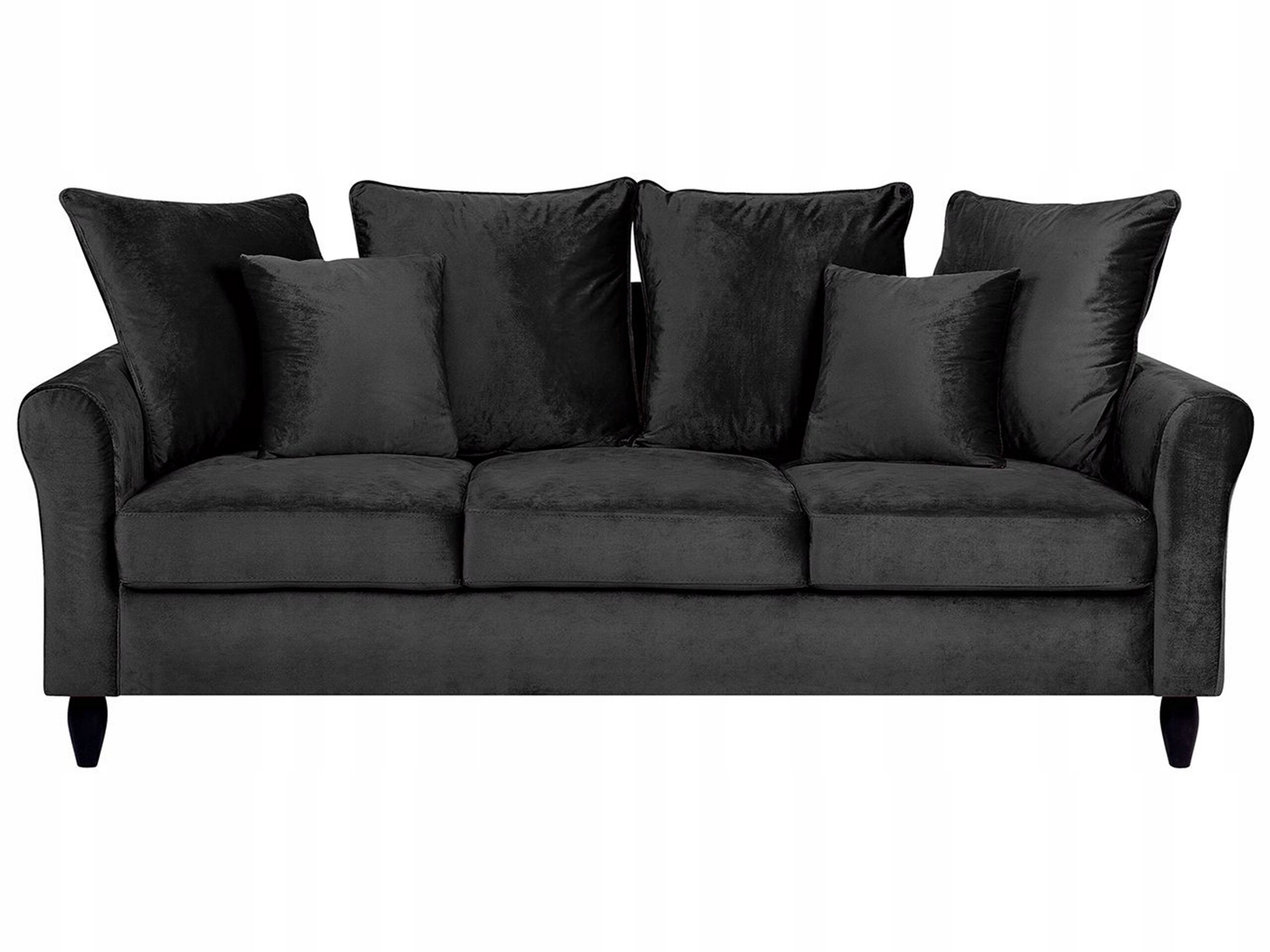 

Sofa kanapa trzyosobowa welurowa czarna