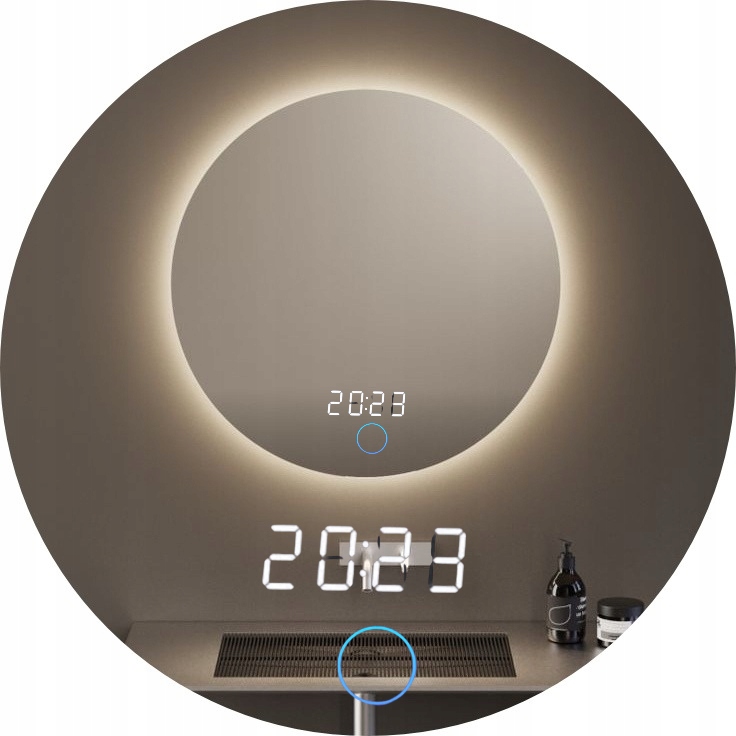 Okrúhle Zrkadlo Led 80 cm S Digitálnym Vypínačom Dotykový Led Cob