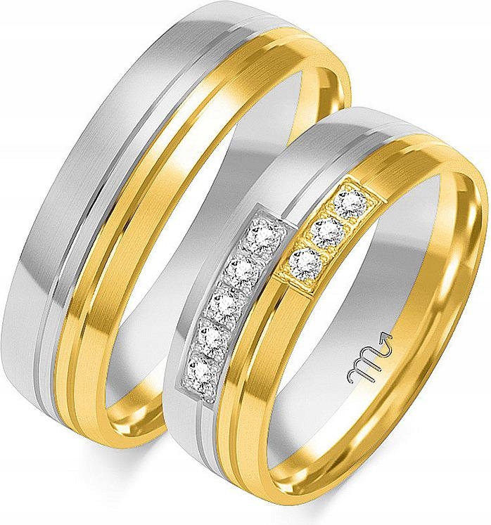 svatební prsteny z bílého zlata 14k 585, elegantní kolekce gravírování velikost 32, 33, 34