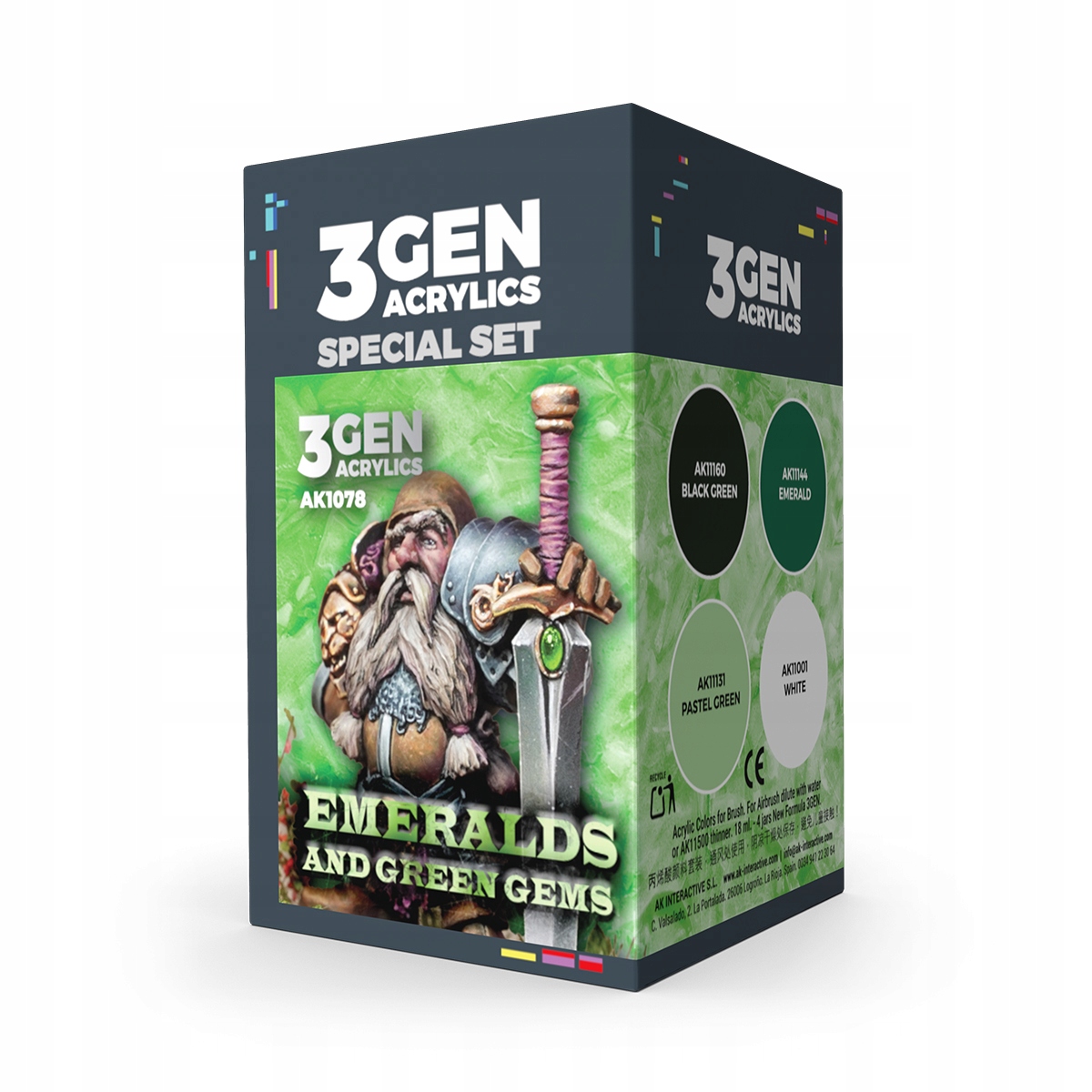 Zestaw farb 3Gen Emeralds And Green Gems, Ak Interactive, 4x17ml