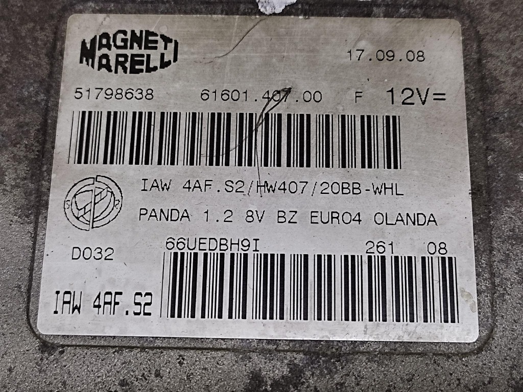 FIAT PANDA II control unit of the engine 51798638