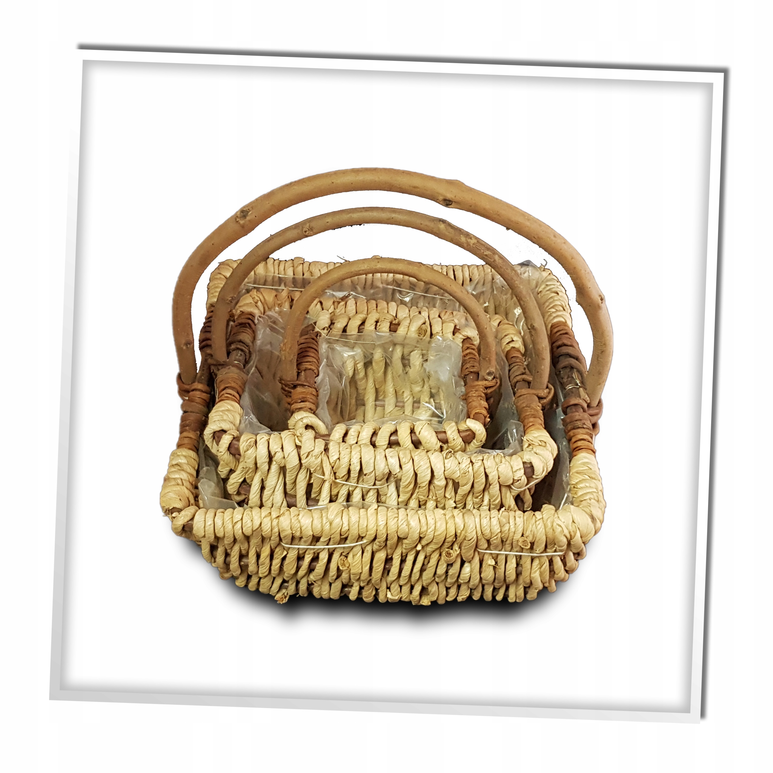 ZESTAW 3 KOSZY Wiklinowych DONICZKA MASA PAPIEROWA Marka GraweroweLove