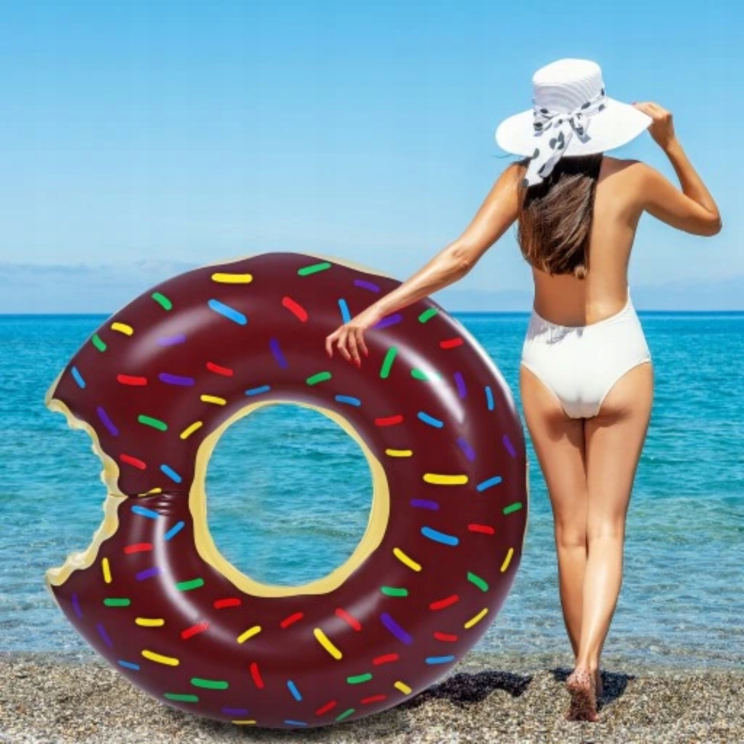 KOŁO DO BASENU PŁYWANIA DMUCHANY MATERAC BASENOWY DUŻY XXL 120CM DONUT Model Donut CHOCOLATE