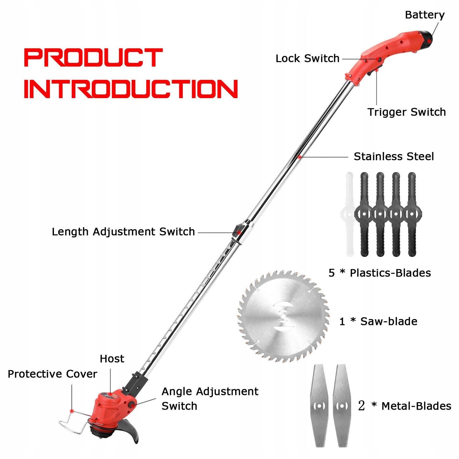 amleso Cordless Grass String Trimmer Adjustable Handle Brush Cutter 12V EAN (GTIN) 6933221662280