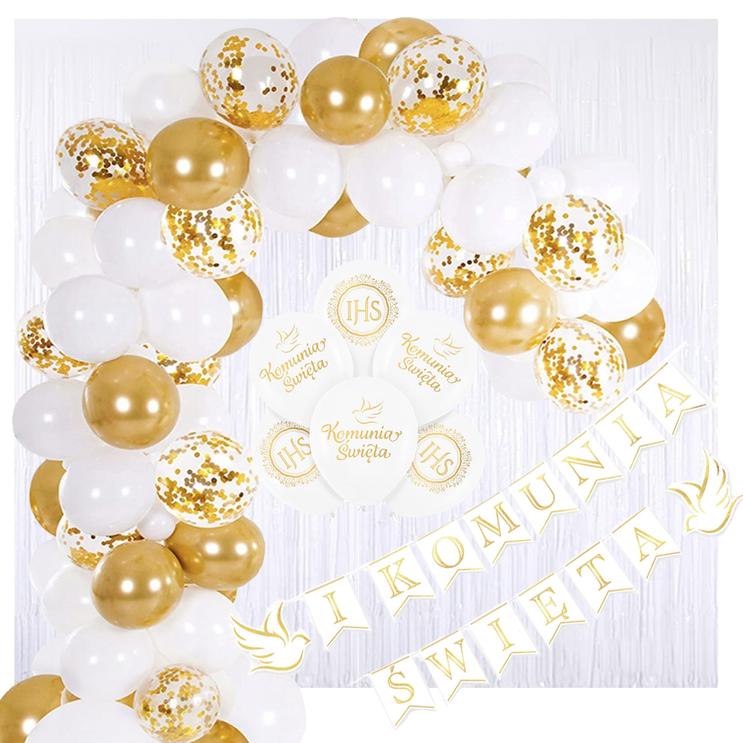 

Zestaw I Komunia Święta Girlanda Balony komunijne