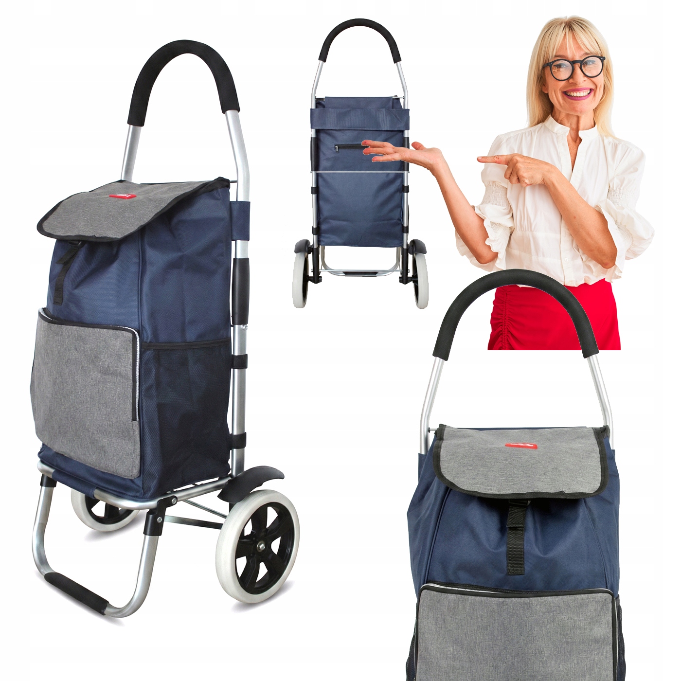 Składany wózek torba na zakupy wodoodporna kieszeń chłodząca duże kółka