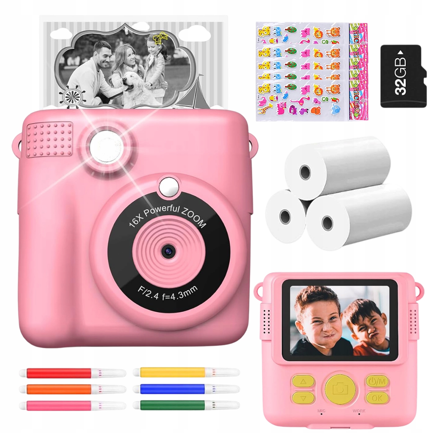 Fotoaparát Pro Děti Digitální Okamžitý Tisk 32 Gb