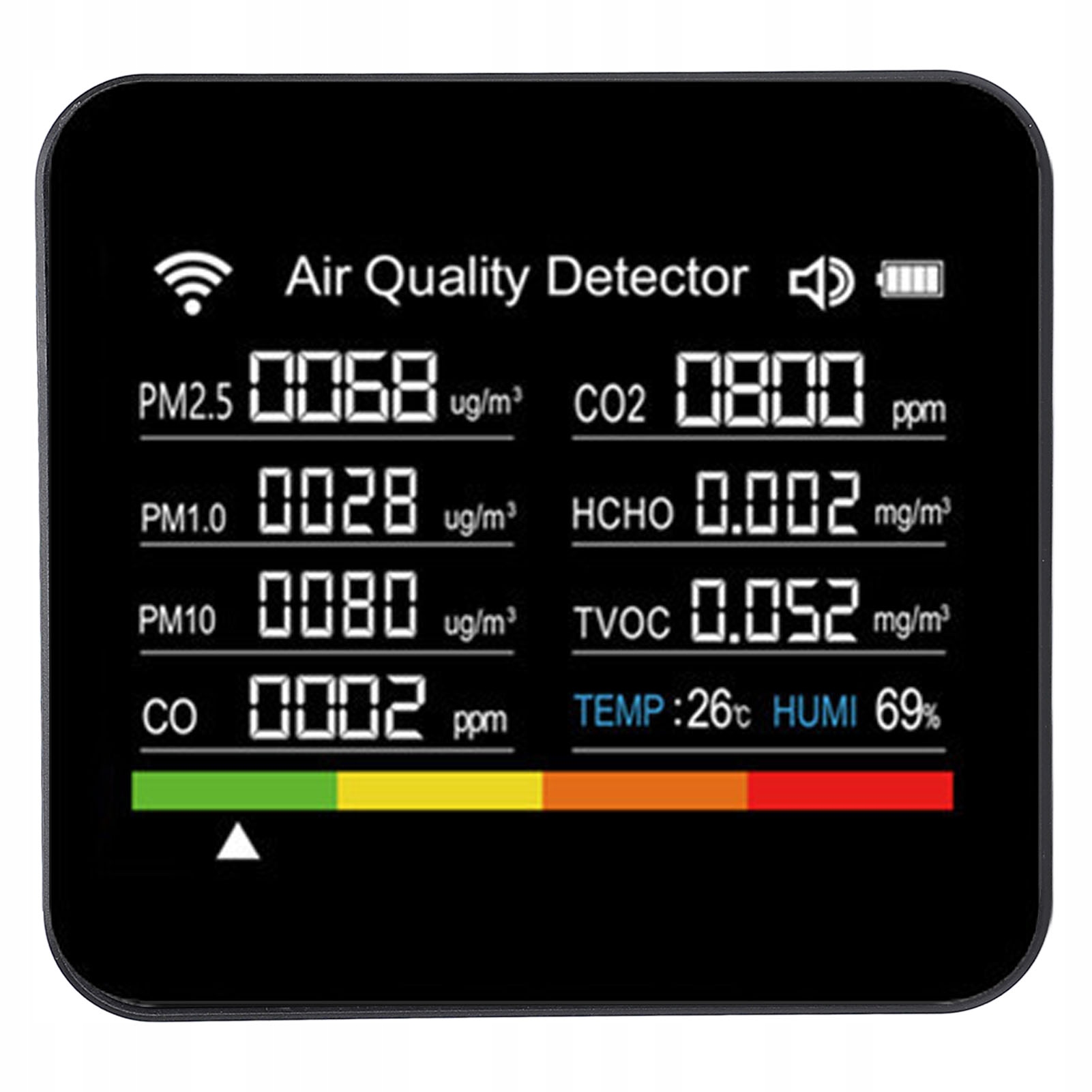 Merač Kvality Vzduchu CO2 Hcho PM2.5 Voc 14V1 Vlhkosť LCD Dom Kancelária