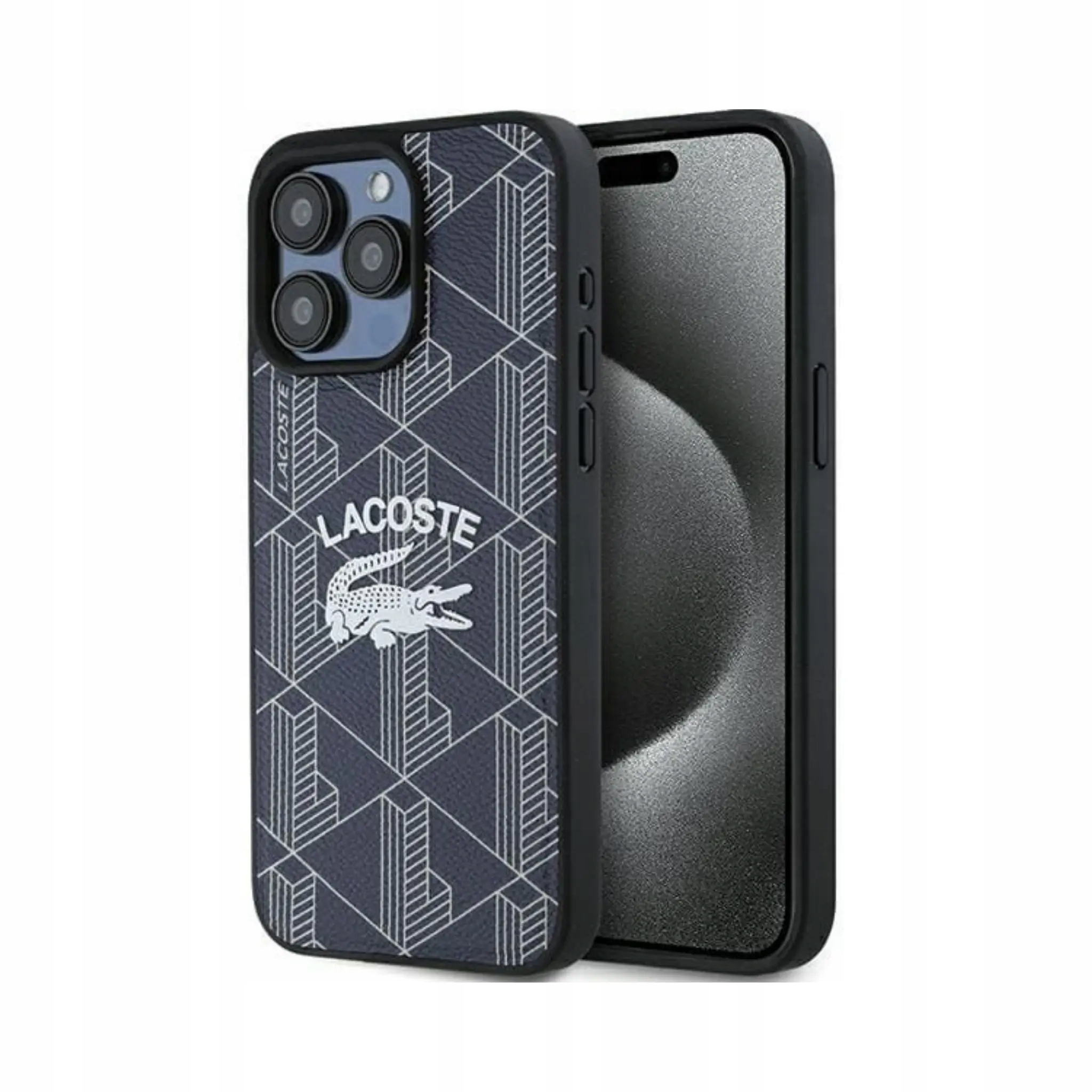 Etui Lacoste Hardcase Monogram Vintage Logo MagSafe Navy iPhone 15 Pro Max