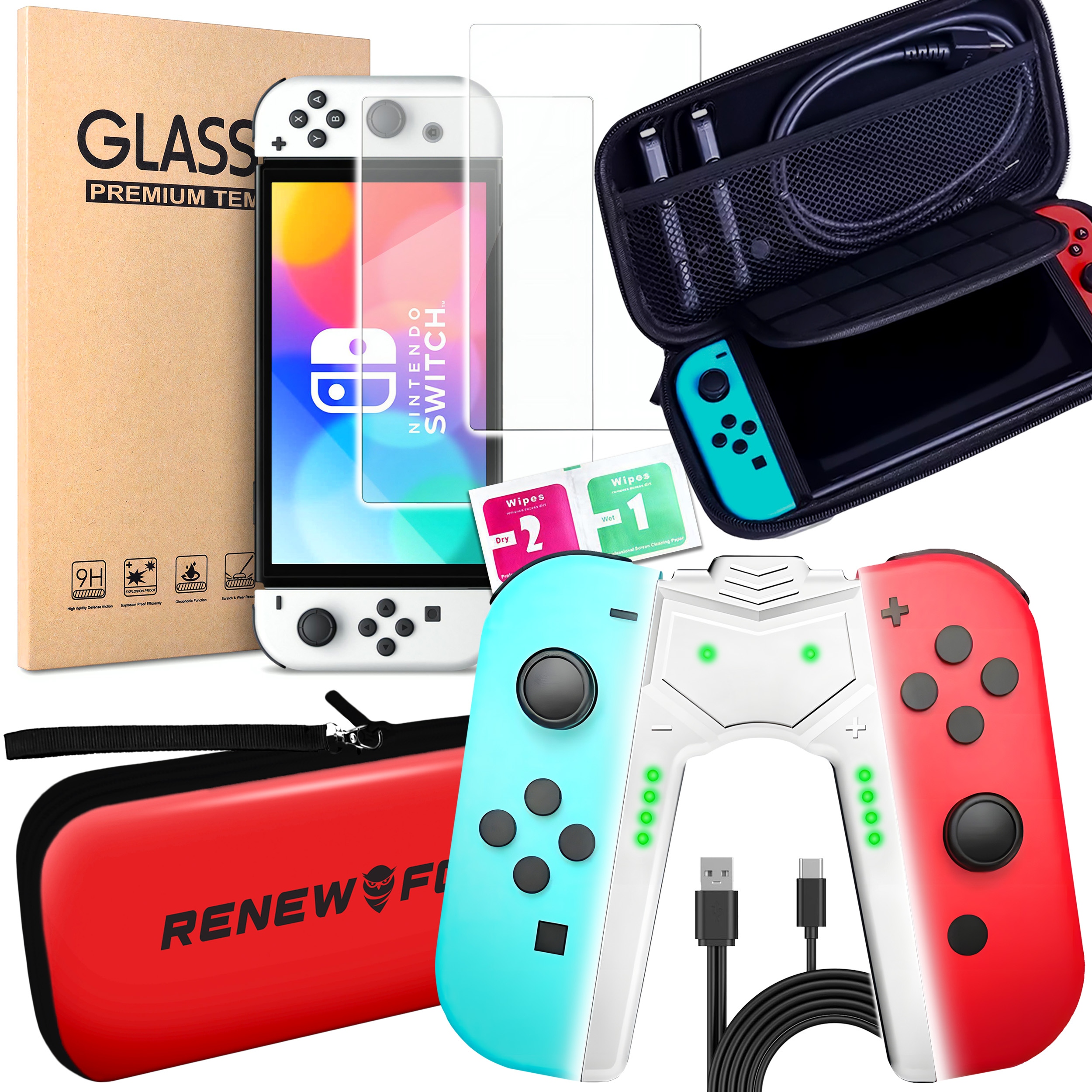 ETUI DO NINTENDO SWITCH ŁADOWARKA POKROWIEC DO OLED FUTERAŁ SZKŁO OCHRONNE