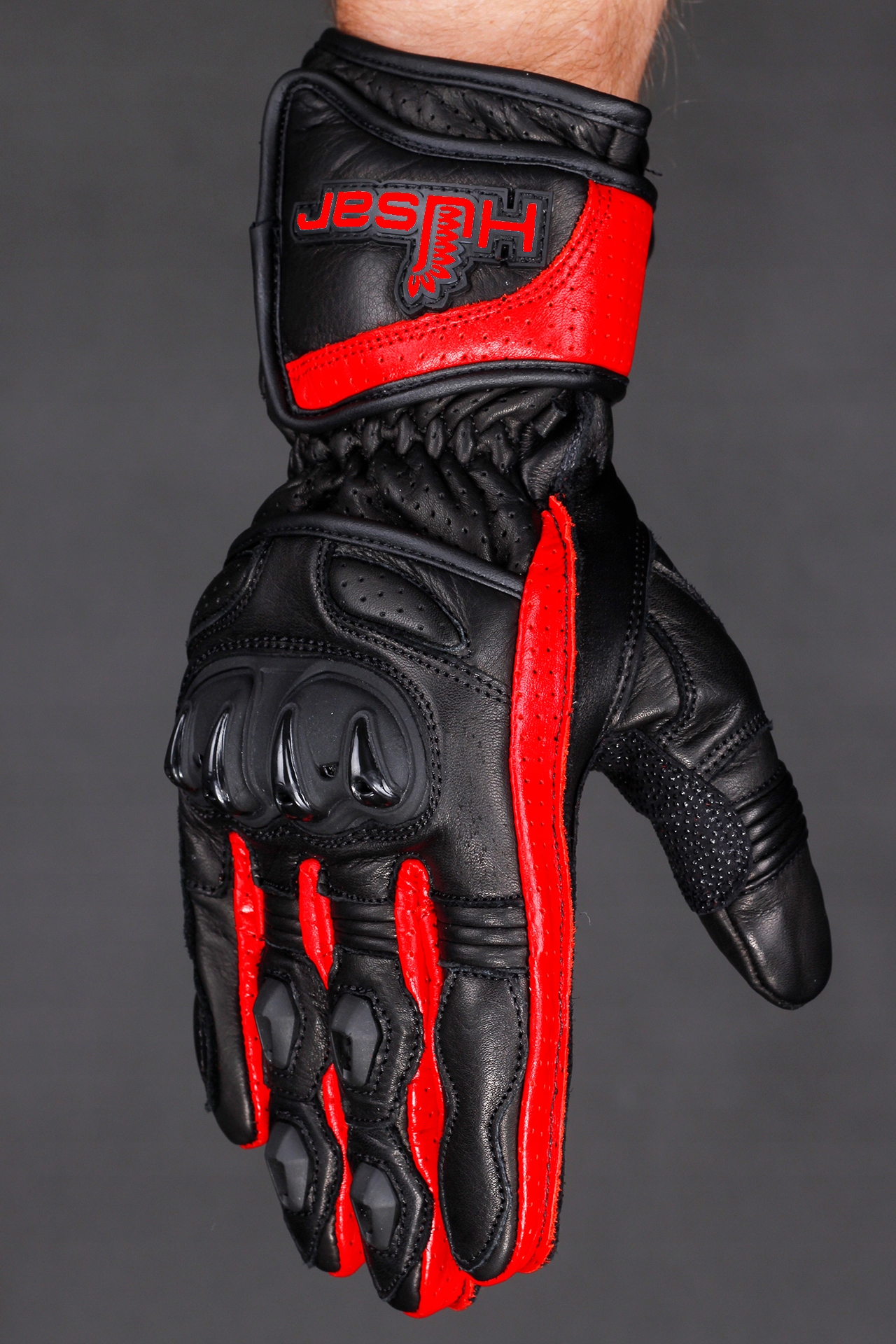 HUSAR ZR RACE RED SKÓRZANE RĘKAWICE MOTOCYKLOWE Model ZR Race