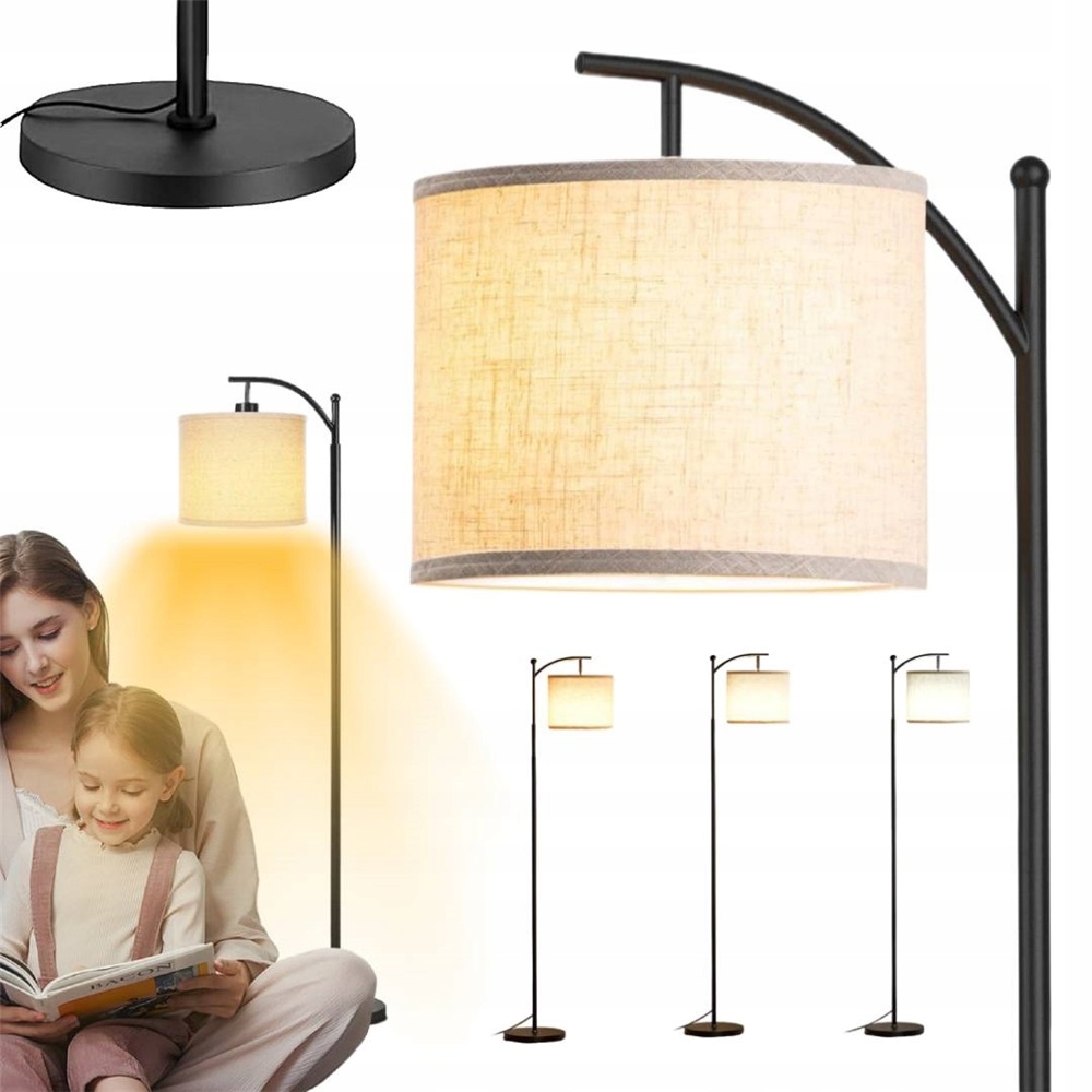 Stojací Lampa Len S Stínítkem Do Obývacího Pokoje, Kancelář, 3 Teploty Barev