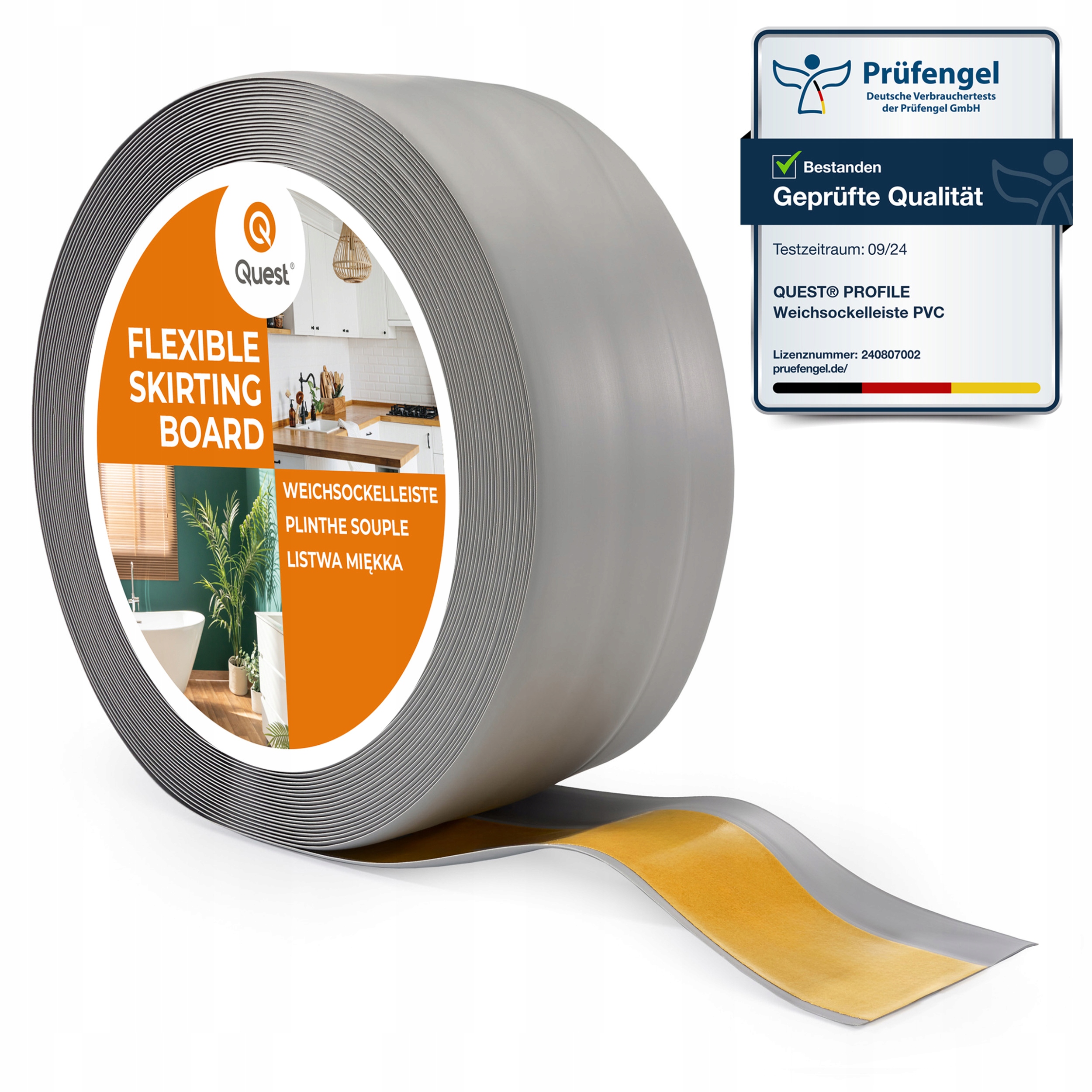 samolepicí soklová lišta Quest Pvc 50x20 šedá 25m flexibilní