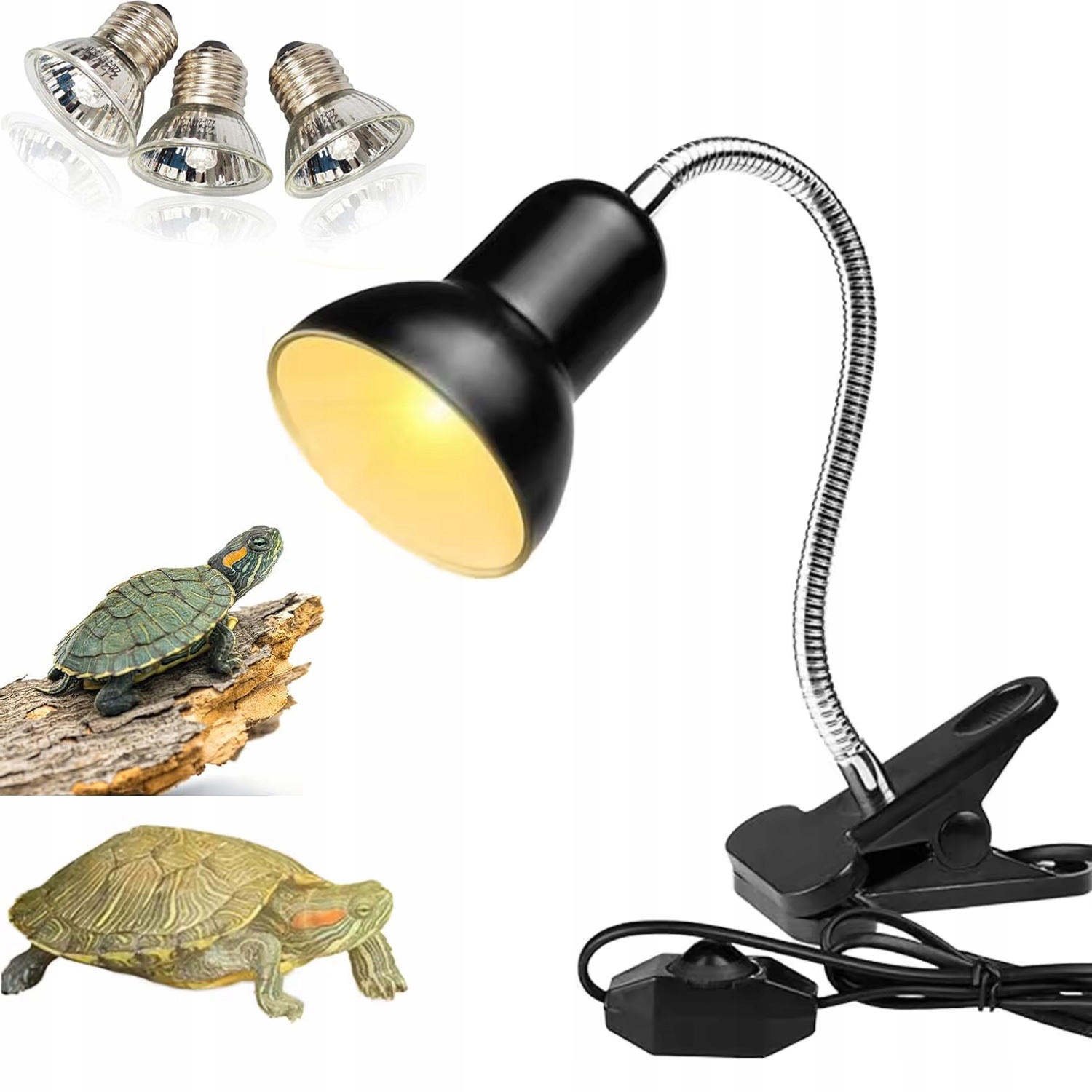 Levně Topná Lampa Pro Plazy, Topná Lampa Uva, Uvb E27 S 3 Žárovkami 25 W 50 W