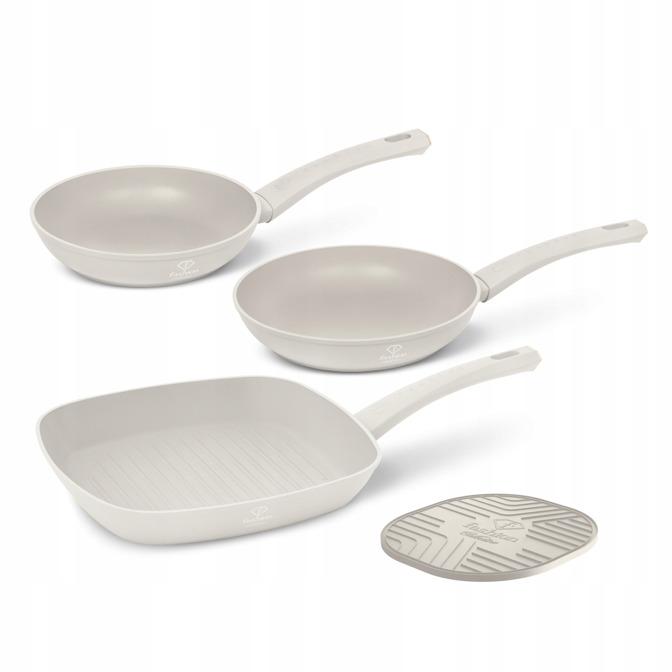 Sada 3 panvíc čierna podložka, Fashion FTV-0076 Matte Cream-Gold