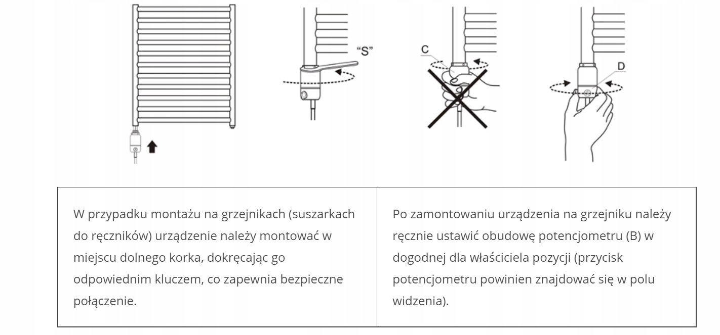 Grzałka elektryczna grzejnika GTX 600W biała Cini Kod producenta Cini600 GTX