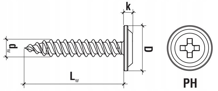 WKRĘTY PODKŁADKOWE SAMOGWINTUJĄCE 4,2x16mm METAL DREWNO 1000szt OCYNK KLIMA Długość wkręta 16 mm