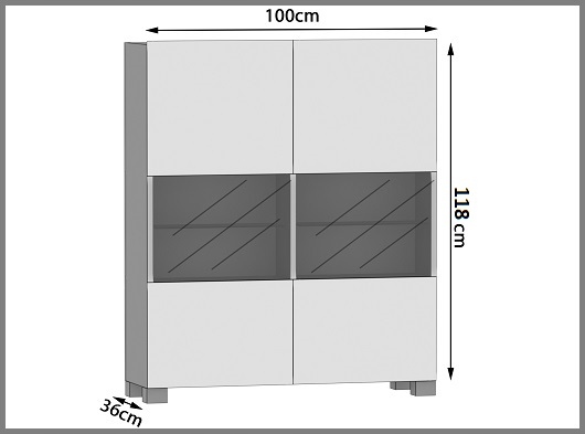 Komoda biała połysk PREMIUM szafka 100cm do salonu Kod producenta BEL-KOM1/0/W/W/0/0