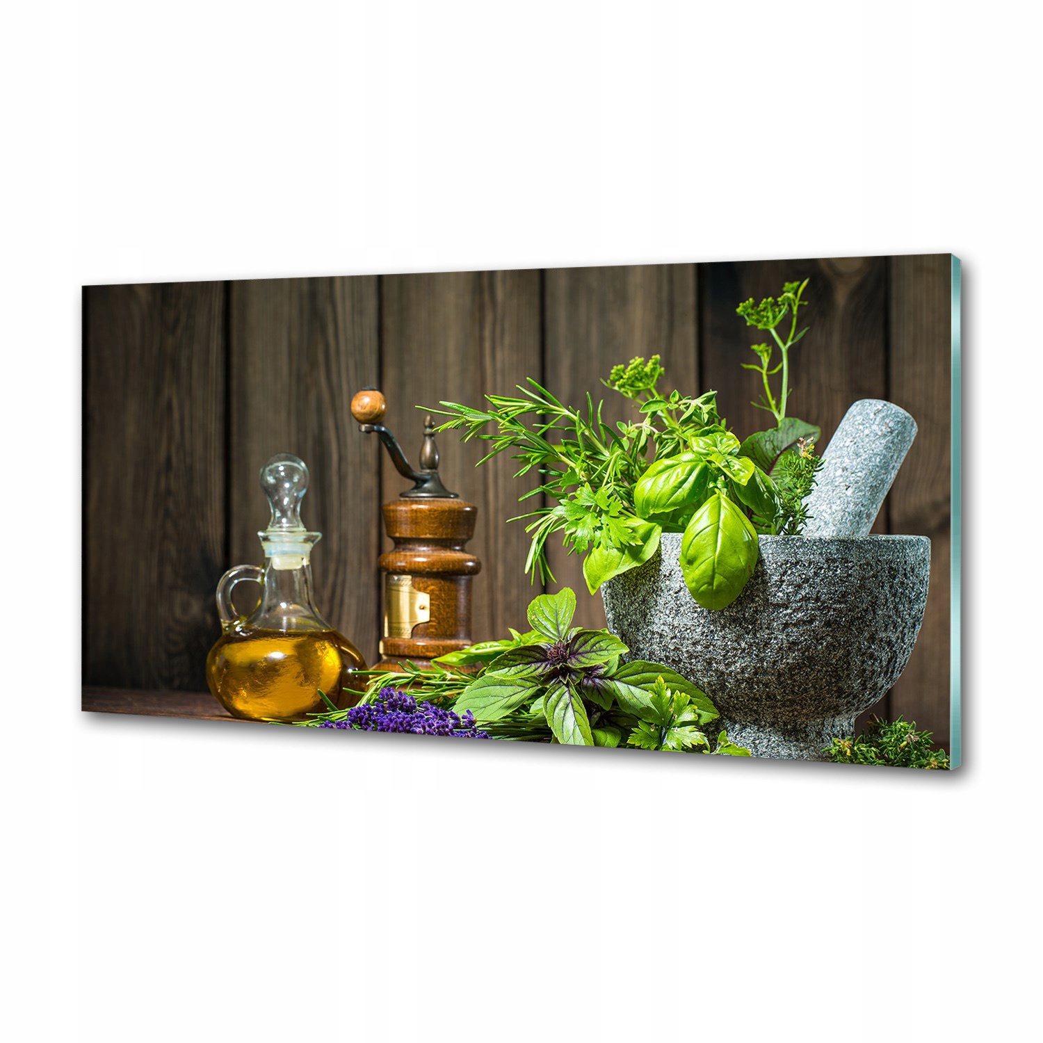 Panel do kuchyne Bylinky v mažiari 120x60 Lepidlo