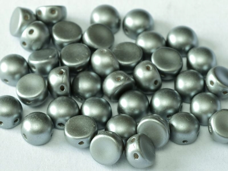 2-hole Cabochon Pastel Silver 6mm 4 sztuki