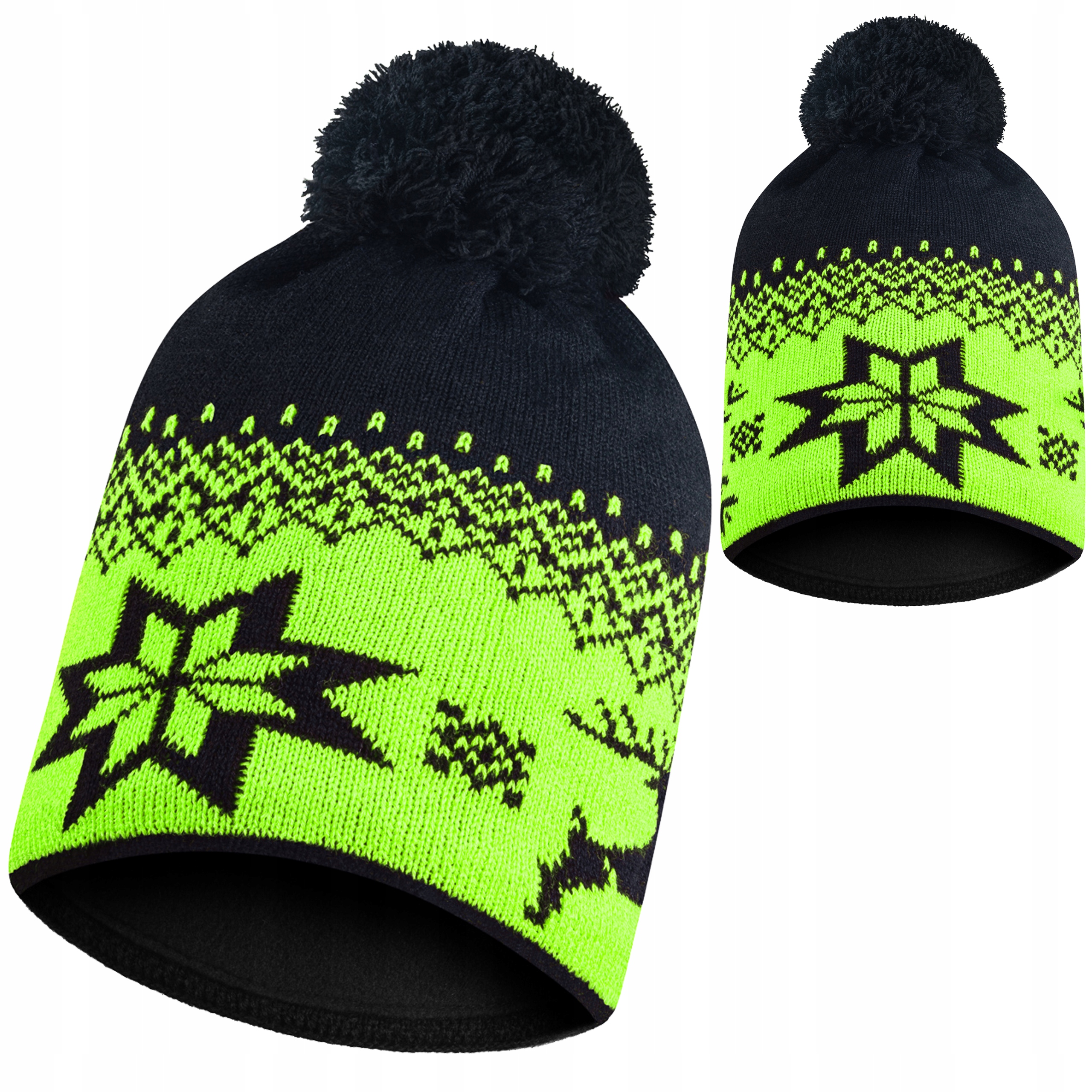 

Czapka zimowa czarna z pomponem polar termoaktywny