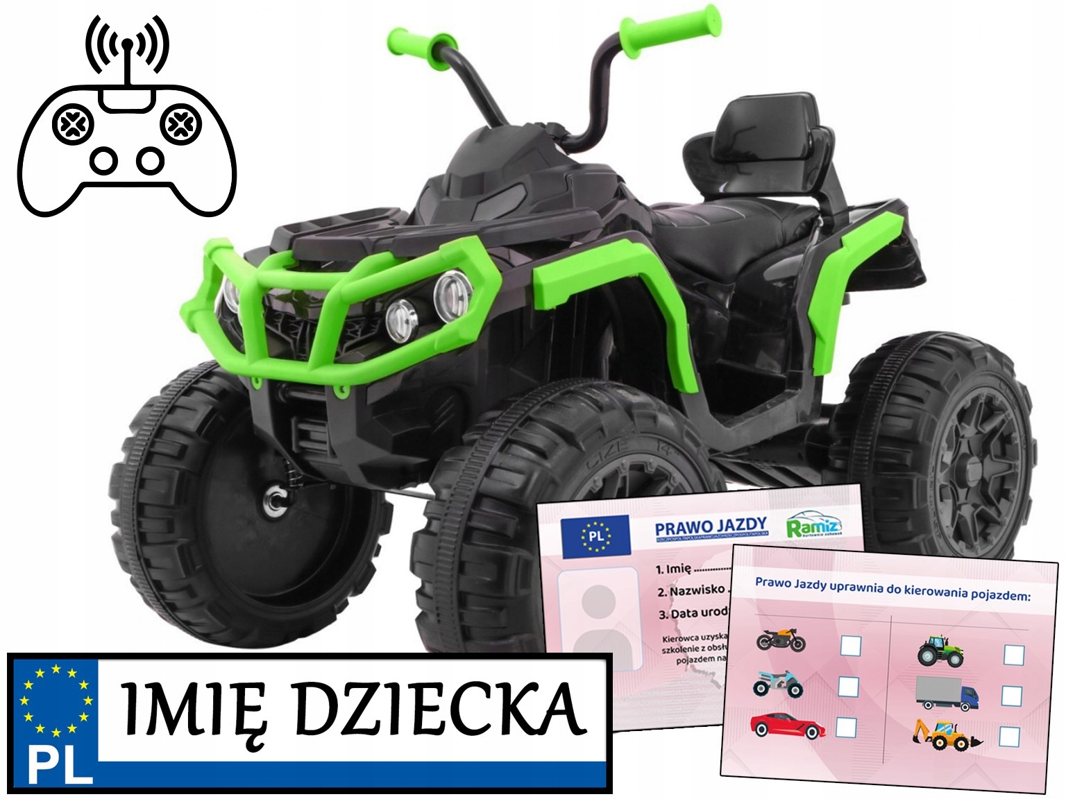 duży Quad Dla Dzieci pilot 2,4 GHz piankowe duże koła Atv
