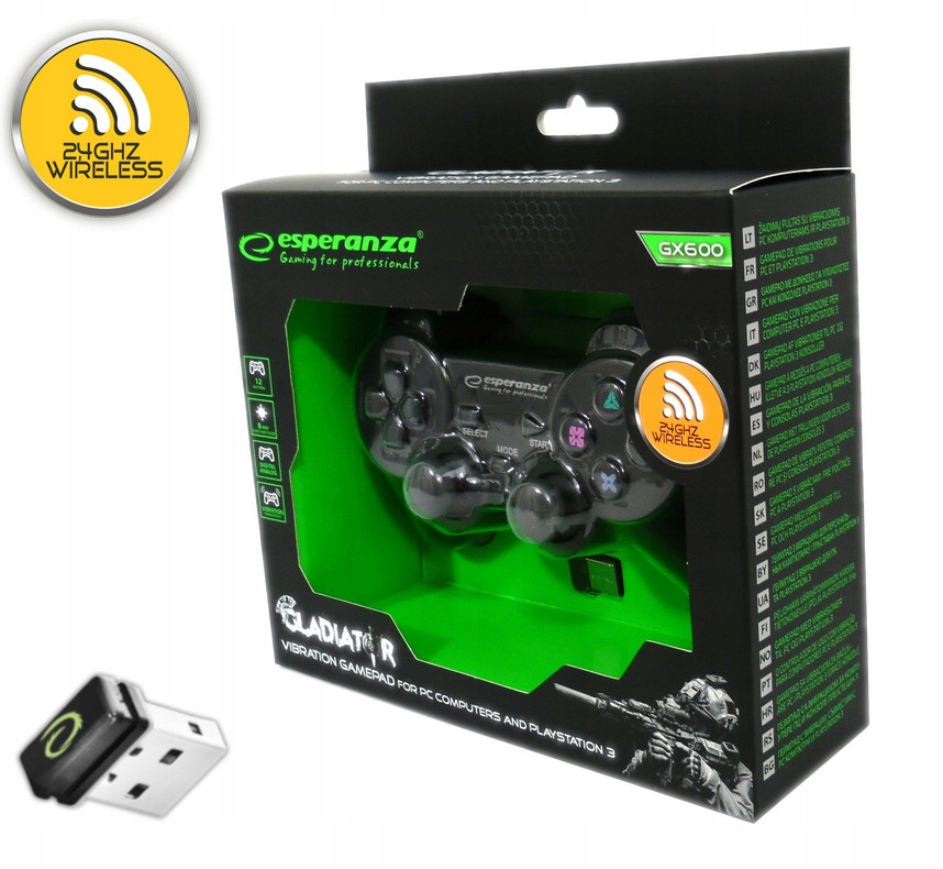 BEZPRZEWODOWY GAMEPAD PAD PC/PS3 WIBRACJA CZARNY Model Gladiator