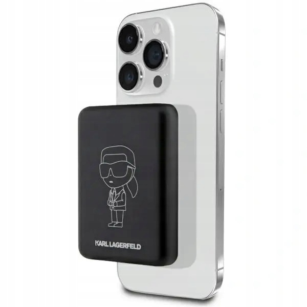 Powerbank indukcyjny Karl Lagerfeld Ikonik MagSafe 5W 3000mAh czarny Karl