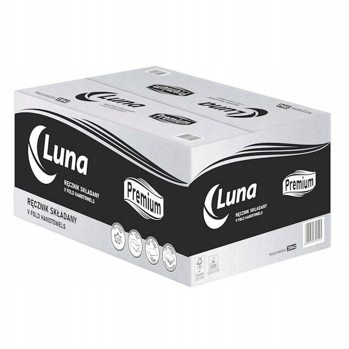 Ręcznik Zz 2-warstwowy Biały Luna Premium, Celuloza 21x25 3000 listków